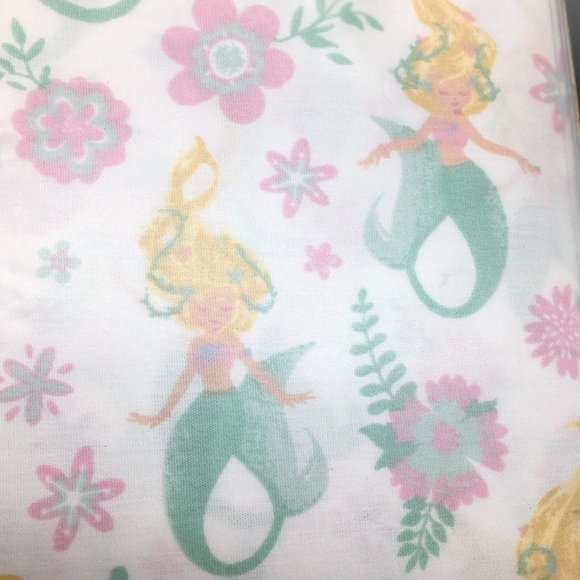4pc Mermaid FULL Sheet Set Floral Ocean Pink Mint Green Tabitha Webb Designer - Picture 2 of 6